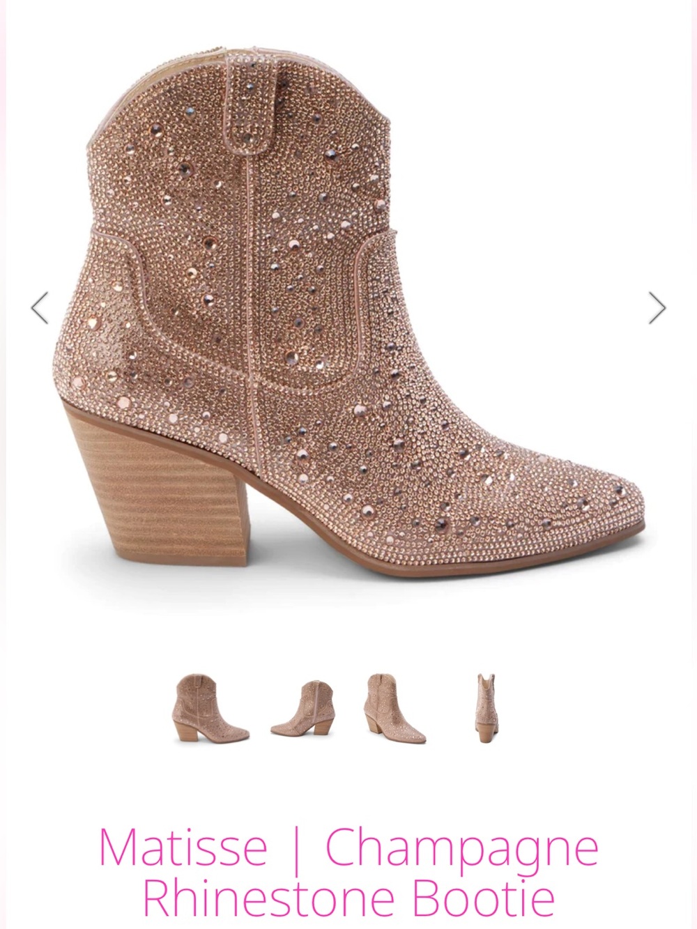 Matisse Champagne Rhinestone Booties 6.5 - Picture 9 of 10